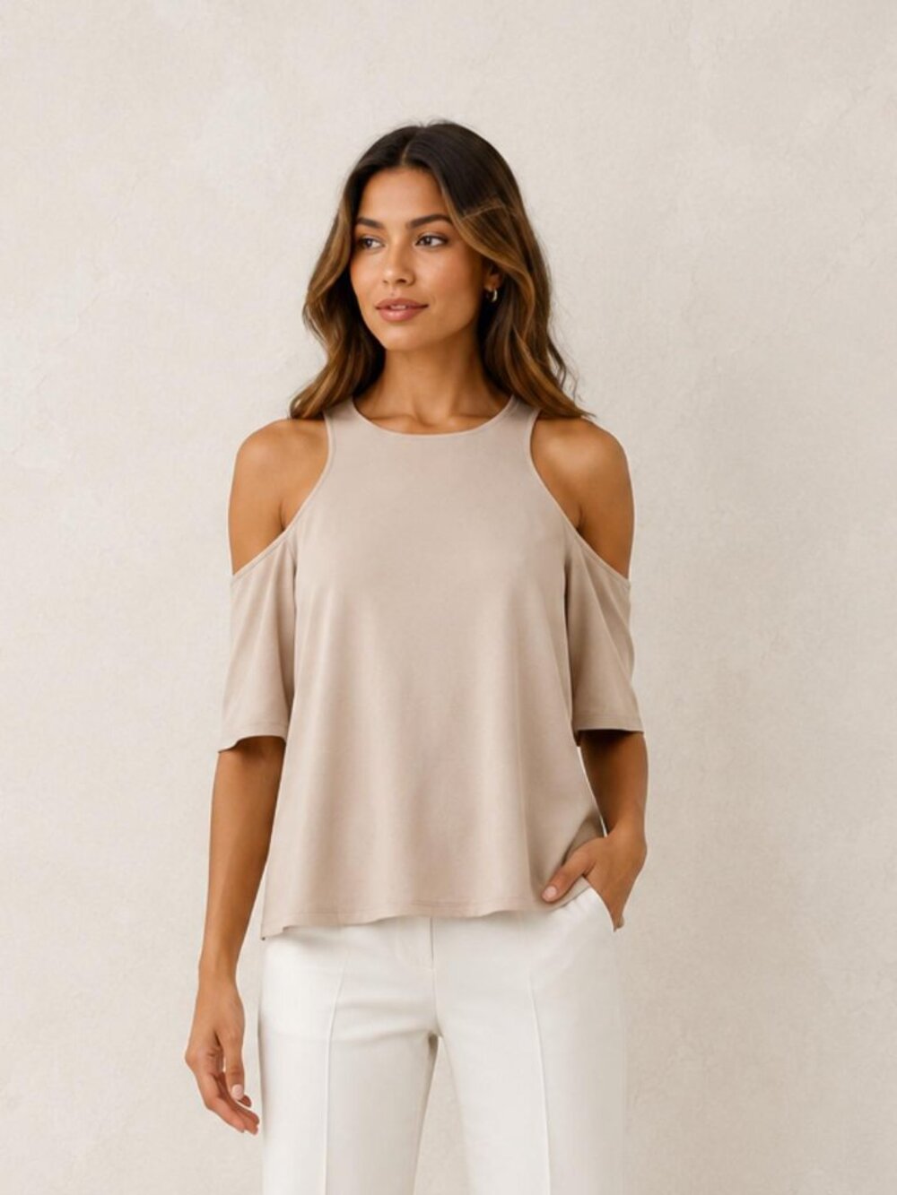 BCBGMaxAzria - NWT - Khaki Cold Shoulder Top - XXS